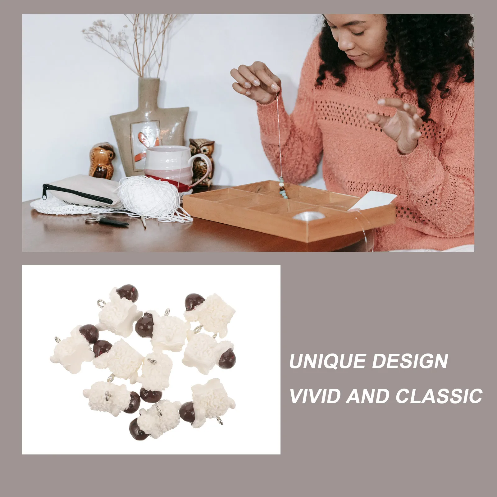 

10Pcs Resin Sheep Pendants DIY Jewelry Making Charms Craft Accessories for Bracelets Necklaces Earrings Keychain Decor Creative