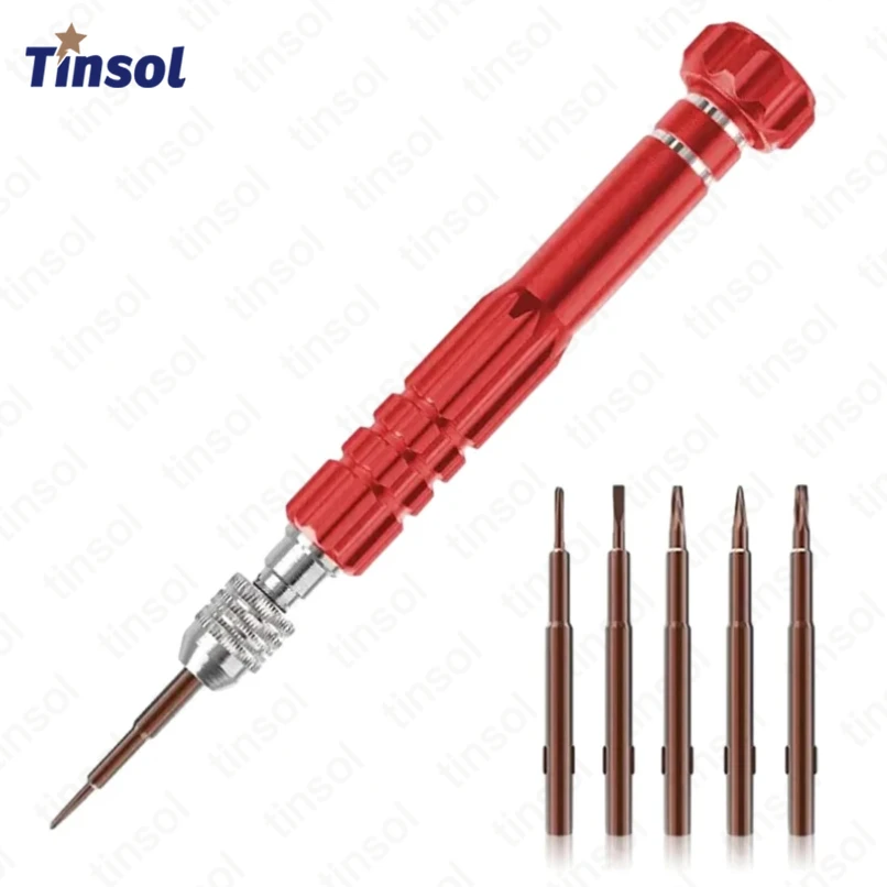 TINSOL Multifunctional 5 In 1 Screwdriver Set Slotted Cross Plum Blossom Disassembly Tool for Computer Glasses Clock Maintenance
