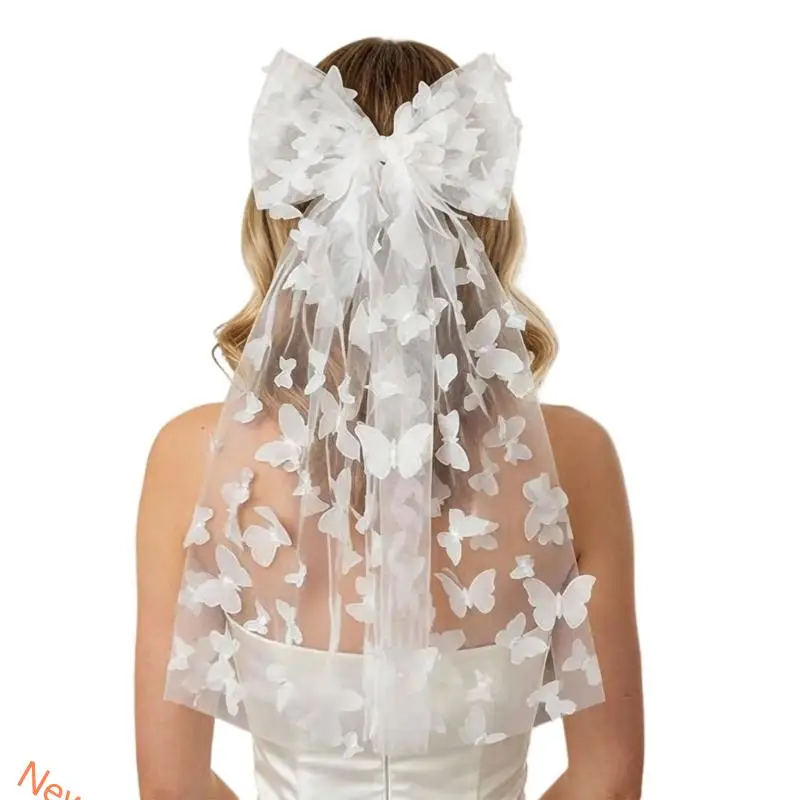 

Элегантная вуаль-бабочка для девичника с кружевной отделкой идеально подходит для свадеб и торжеств LXAD