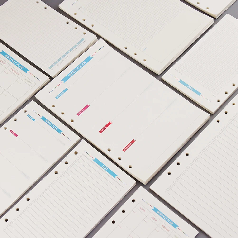 

40 Sheets Paper Refills Smooth Surface Daily Planner Loose Leaf Refill Grid Papers 6 Holes Binder Travel Office Notebook