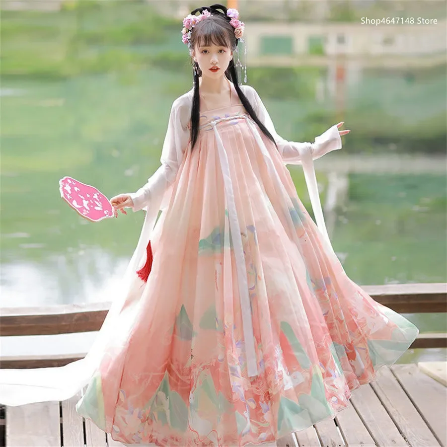 Robe Hanfu de Style chinois pour femmes, tenue de princesse traditionnelle élégante avec broderie florale, fée orient sur scène