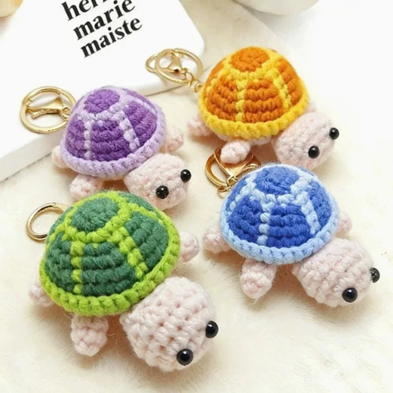 Hand Crocheted Turtle Keychain Mini Amigurumi Keyring for Bag Purse Backpack Soft Wool Pendant Cute Animal Charm Gift for Child view 3