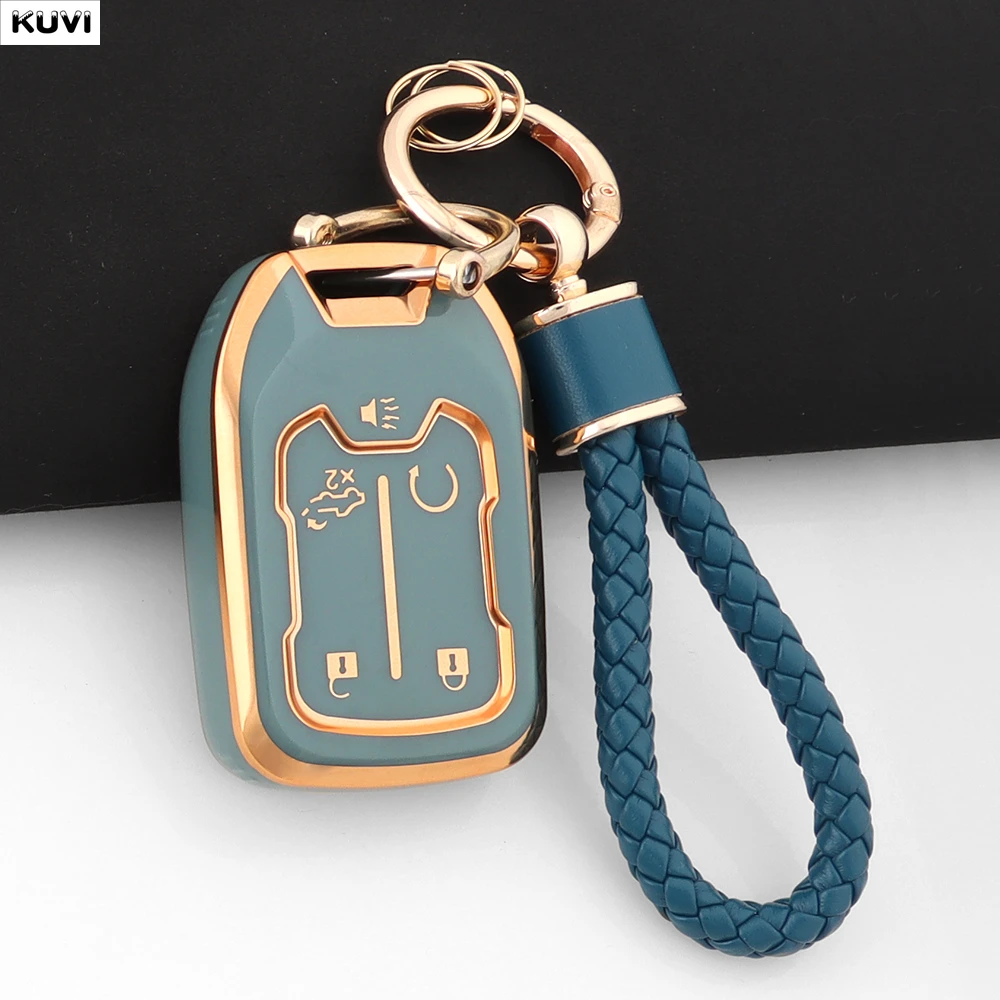 5 BTN TPU Car Key Case Cover Shell Fob For GMC Yukon Suburban Tahoe Silverado Sierra Acadia Terrain For Chevrolet Holder Fob