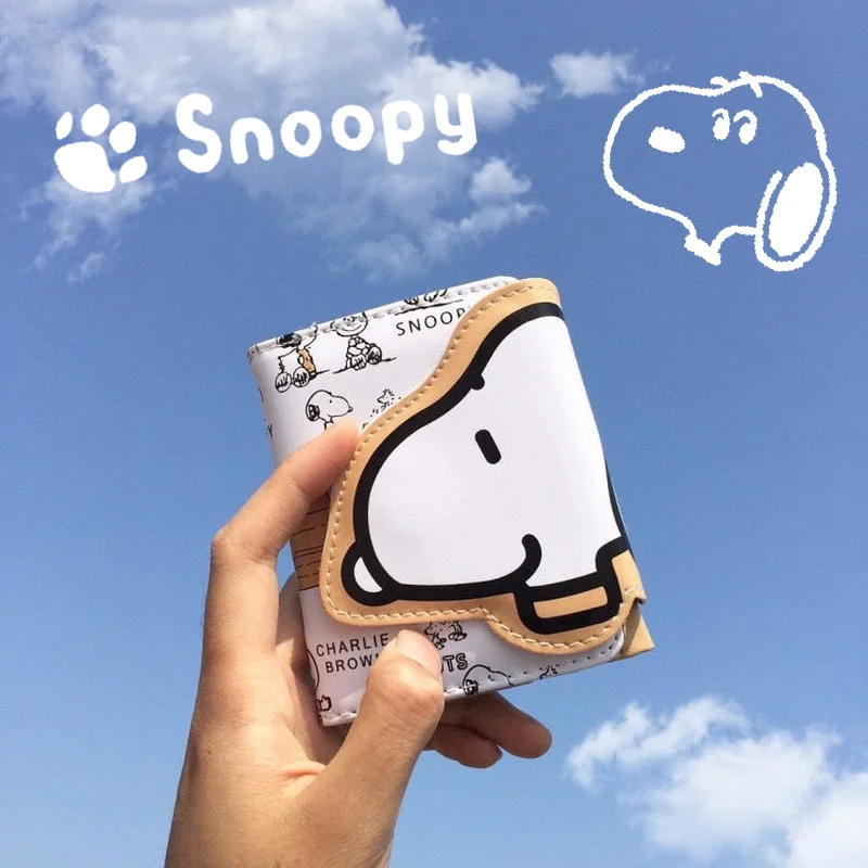 Snoopy-tarjetero de cuero PU con dibujos animados para hombre y mujer, billetera con Clips para dinero, funda para tarjetas bancarias, regalo de