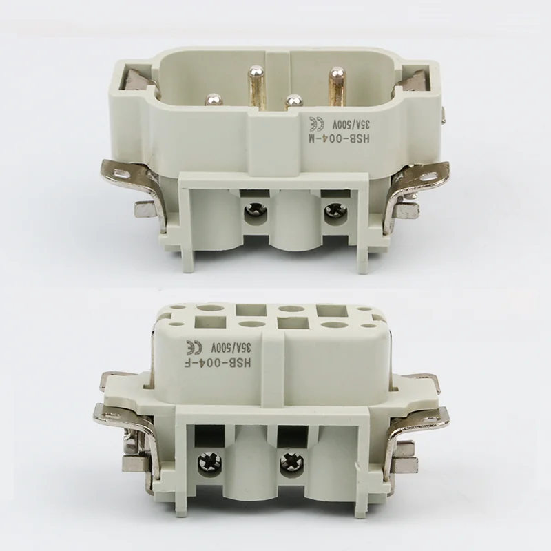 Heavy-duty connector HDC-HSB-004 4-core rectangular industrial waterproof aviation plug socket high current 35A