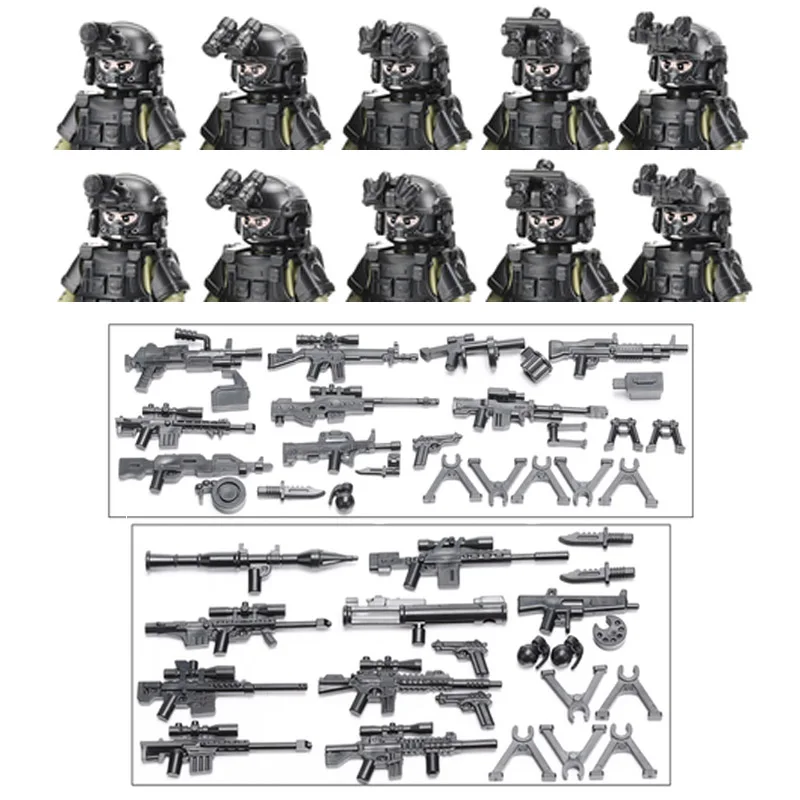 

Military Building Blocks Solider Figures Gifts Weapon Guns Helmet Backpack Special Duties Unit SDU Special Force MOC Bricks Toys