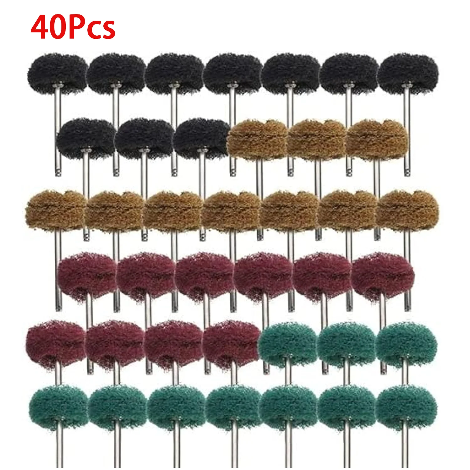 40Pcs 1 inch Abrasive Wheel Buffing Polishing Wheel Set for Rotary Tool - with 1/8