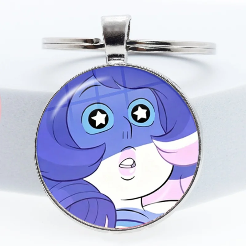 Steven Universe Anime Schlüsselanhänger, Glas-Cabochon Schlüsselring, Taschen- und Autoschlüsselanhänger, Schmuck-Geschenke