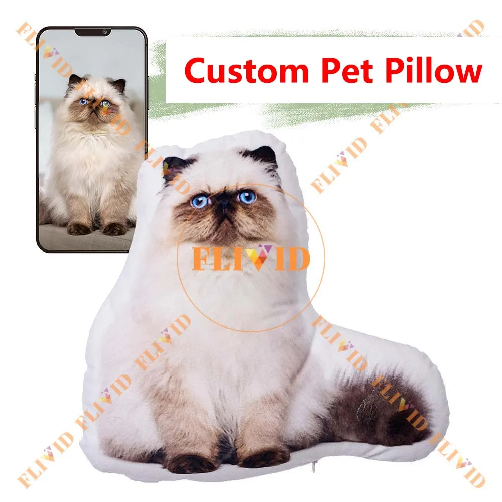 

Custom 3D Pet Cat/Dog Photo Pillow Animal Lover Memorial Cushion Personalized Animals Pillows Creative Gift Sofa Throw Pillow