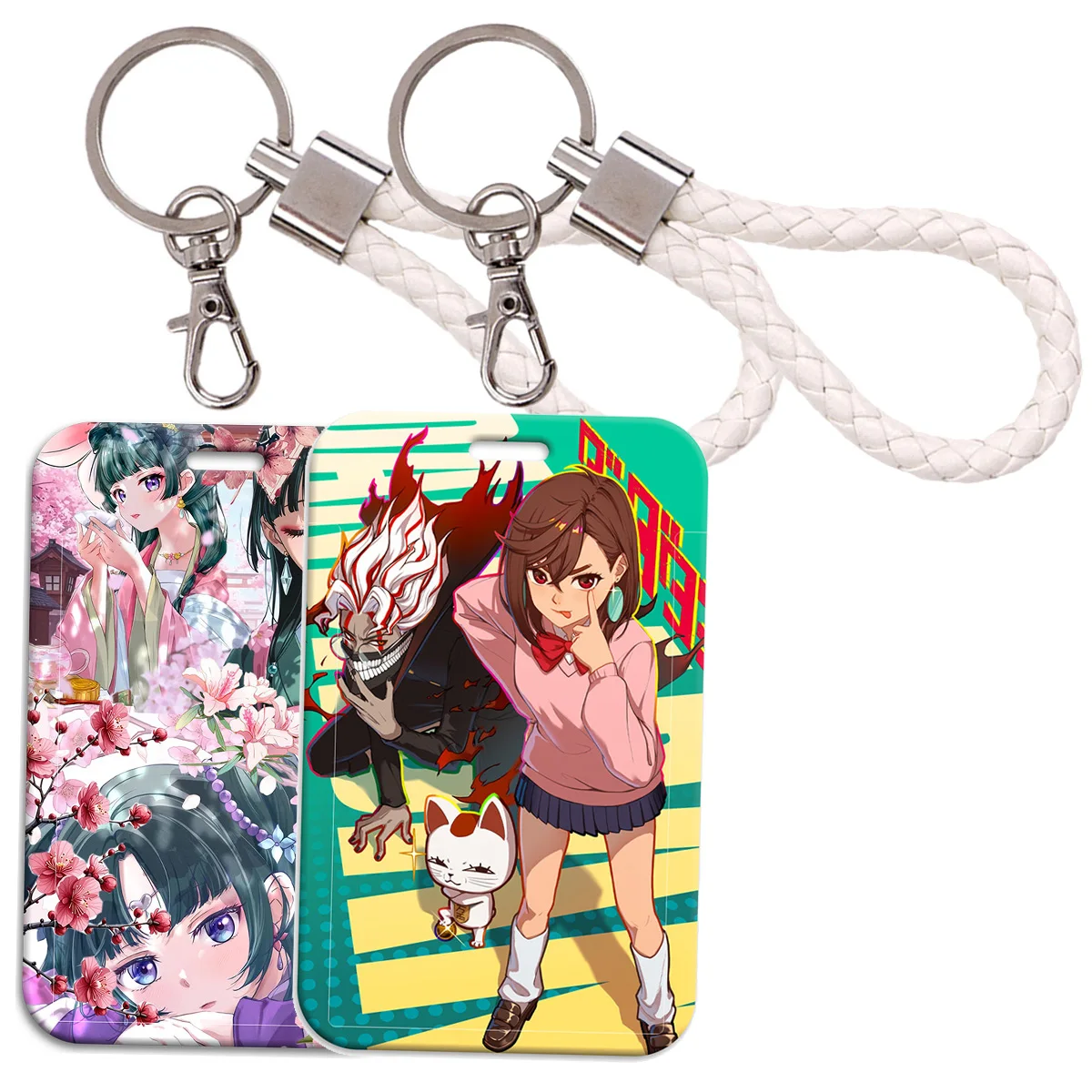 Japanese Anime Girl Card Holder Keychain Neck Strap for Key ID Card Student USB Badge Holder Keyrings Cosplay Accessories Gifts
