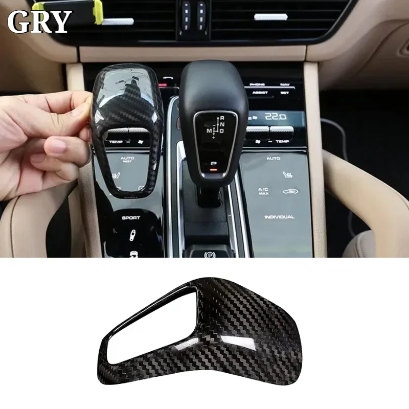 Car Gear Shift Knob Trim Cover Trim For Porsche Cayenne 2018-2023 Real Carbon Fiber Interior Car Accessories