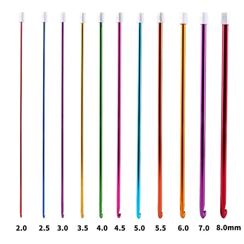 Afghan Crochet Hook Set Colored Anodized Aluminum Corrosion Resistant for Handmade DIY Weaving Knitting Craft Enthusiasts