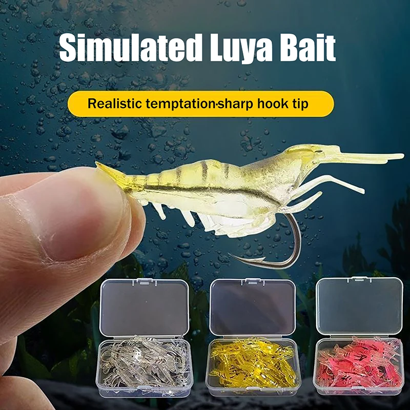 20/510Pcs Goture Shrimp Lures Set Luminous Shrimp Bait Set With Sharp Hook & Bead For Freshwater Saltwater