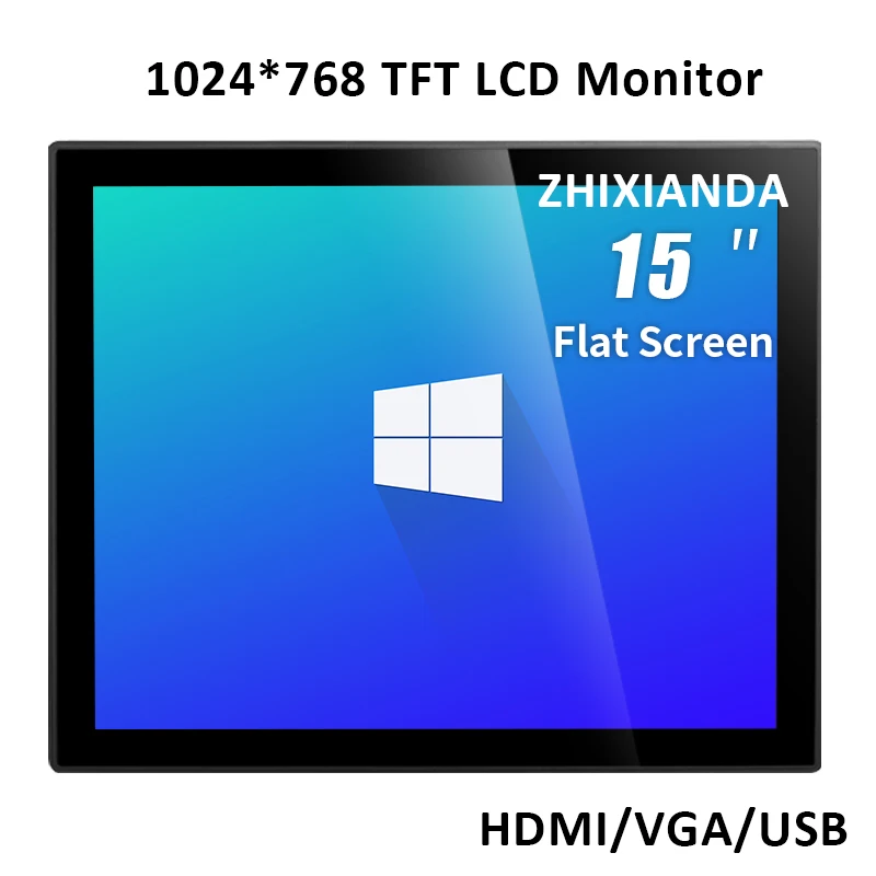 ZHIXIANDA 15 Inch 4:3 Resistive/Capacitive Flat Waterproof Touch Screen Monitor With Resolution 1024*768 For Business