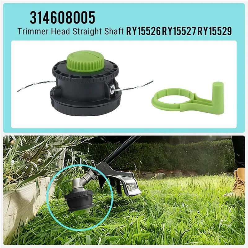 PHFU-For Ryobi Reel Easy+ Bump Feed Trimmer Head- Replacement Part 314608005 For Straight Shaft Models RY15526, RY15527, RY15529