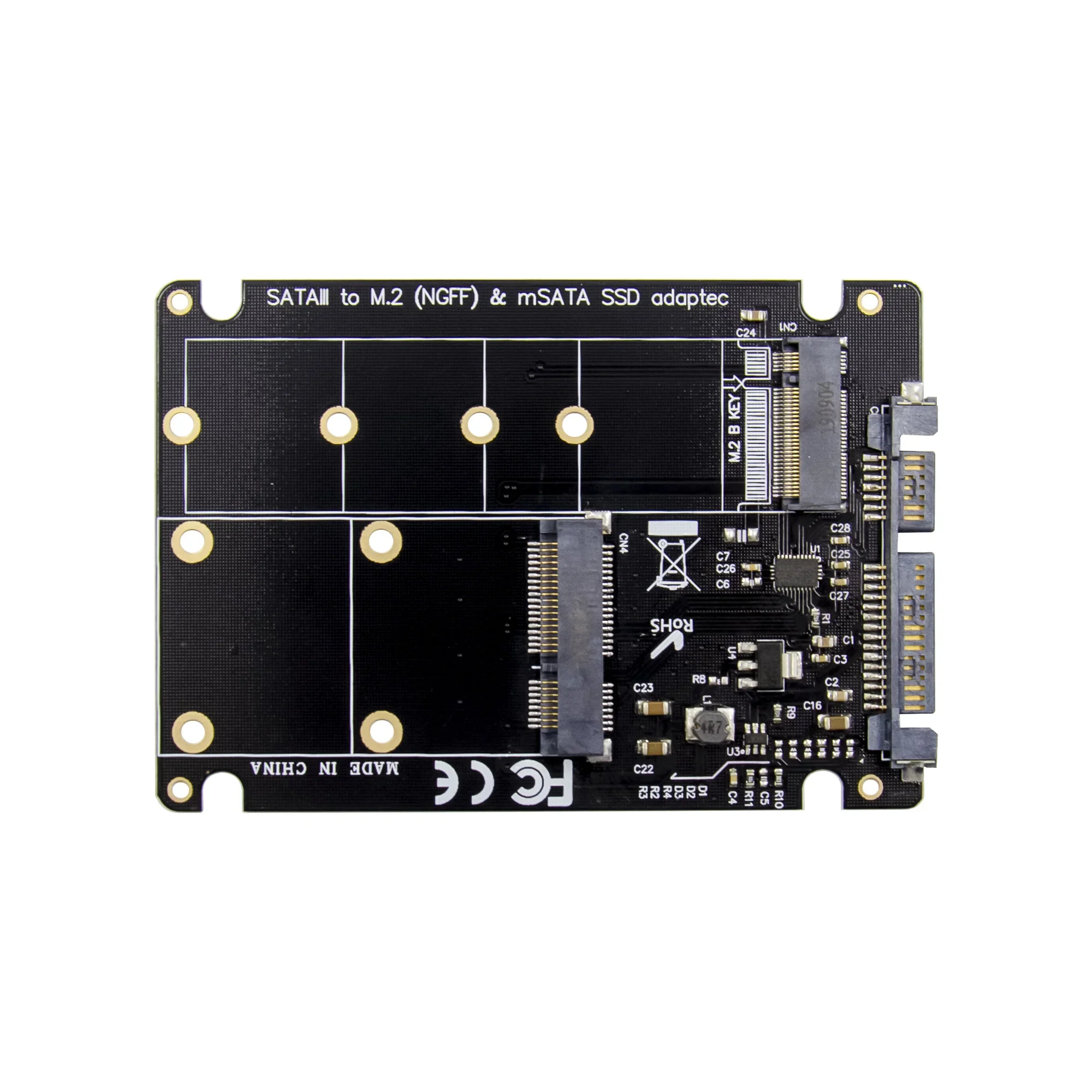 Add on Card 2.5 Inch SATA3.0 6Gbps To M.2 MSATA SSD Adapter B+M Key Riser Expansion Card 52 Pin Mini PCIe Interface Converter