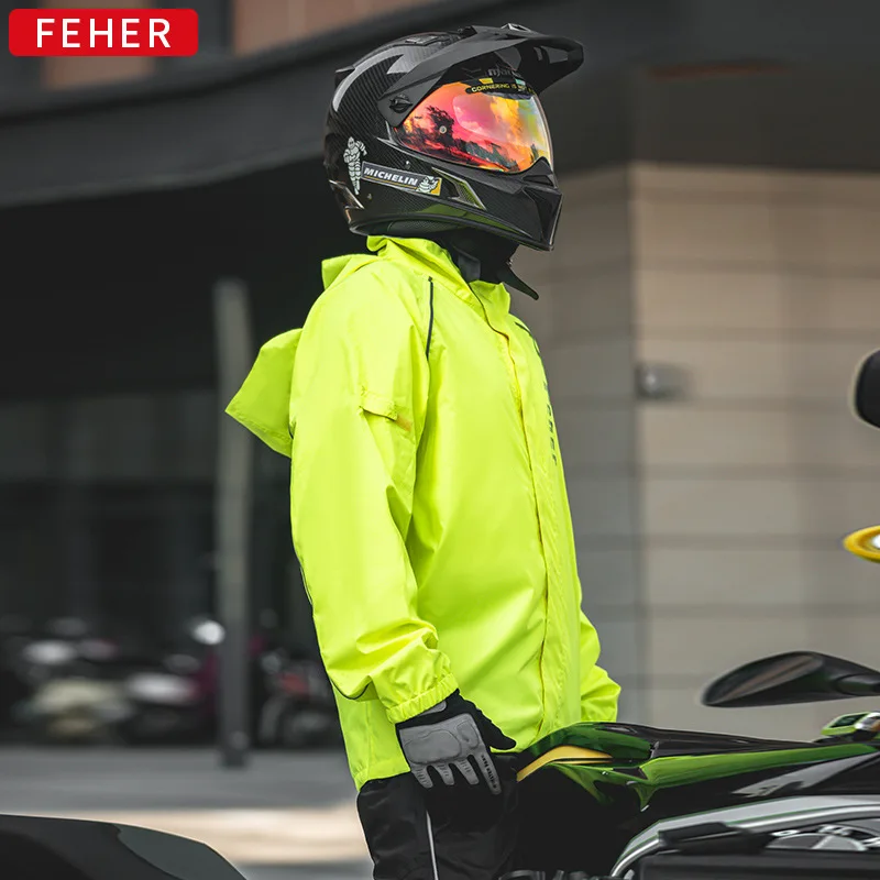 Feher Motorcycle Riding Raincoat Can Be Worn In Summer Rainstorm Proof Split Poncho Motorcycle Raincoat Suit In All Seasons Good