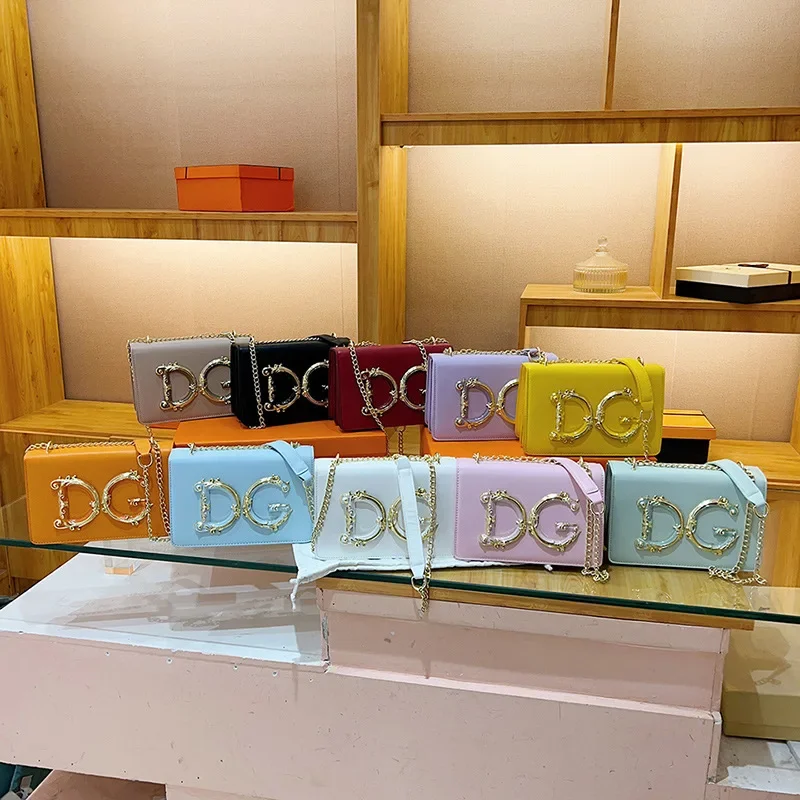 2025 Spring New Women's Fashion Luxury Brand Design To Create Letter Metal Label Personality Chain Single Shoulder Crossbody Bag