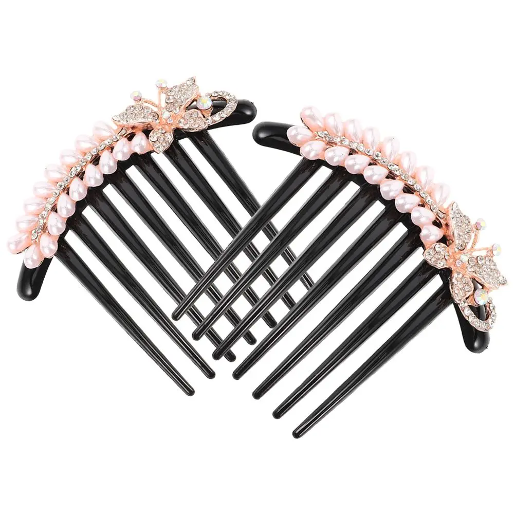 

2Pcs Hair Comb Decorations Women Bridal Barrettes Wedding Clips Bridesmaid Sparkle Formal Retro Hairstyles Durable Materials