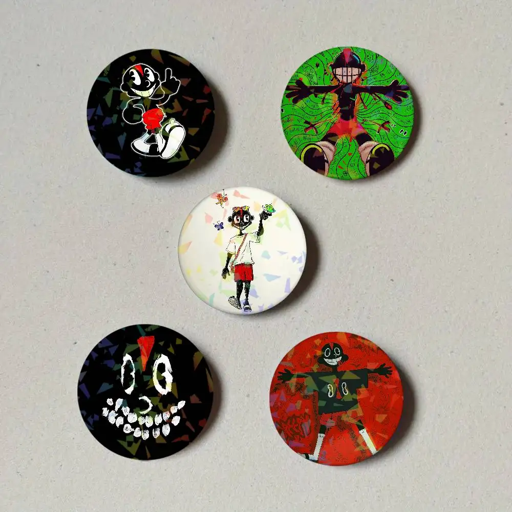 Rapper L-Lil Darkie Round Exquisite Laser Badge Brooches Creative Pins For Clothes Hat Backpack Gift Accessories