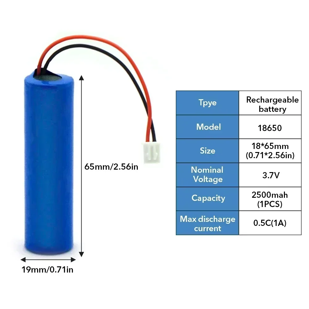 3.7V 3500mAh Rechargeable 18650 Lithium Battery 1S1P with PCB XH2.54-2P Battery for Fishing LEDLight Bluetooth Speaker Bluetooth