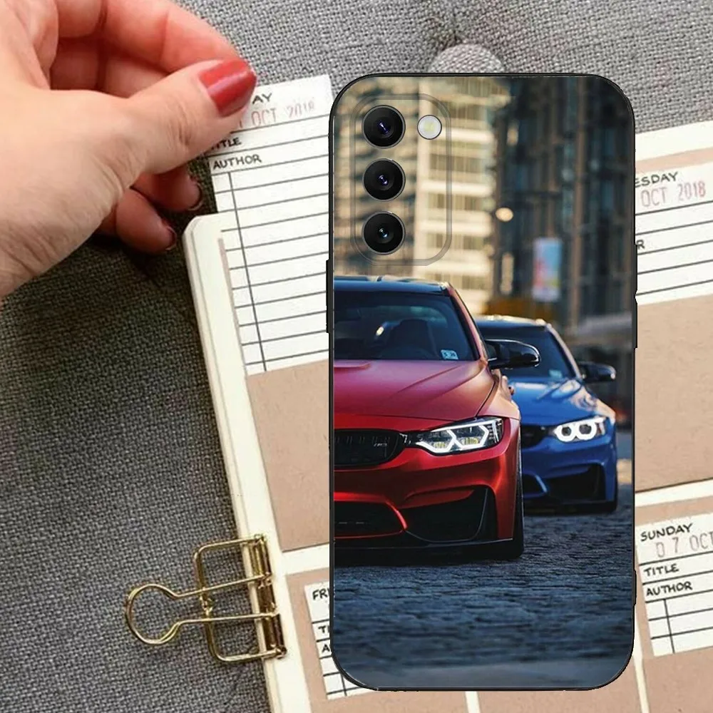 Blue Red Car for B-BMW Phone Case For Samsung S23,23,22,30,21,10,9,Note20 Ultra,Lite,Ultra,5G,Plus,FE,Black Soft Case