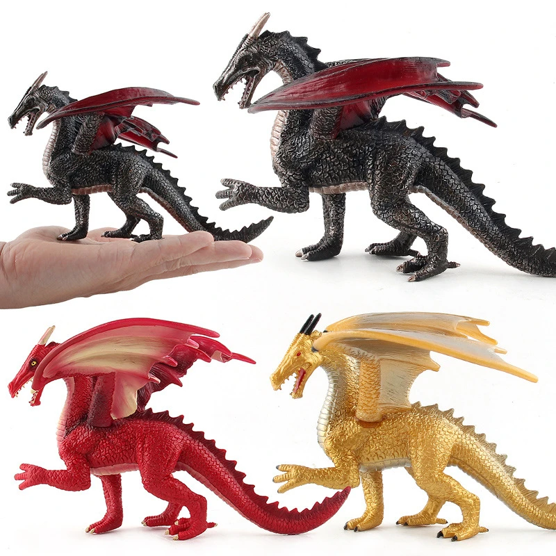 Children's Simulation Western Mythology Warcraft Dragon Fire Sea Dragon Solid Animal Ice Dragon Dinosaur Model Toy  Animals