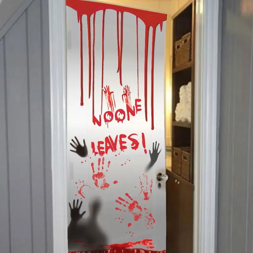 Horrible Blood Fingerprints Door Stickers PE Decorative Halloween Glass Stickers 200*90cm Halloween Decorative Door Sticker