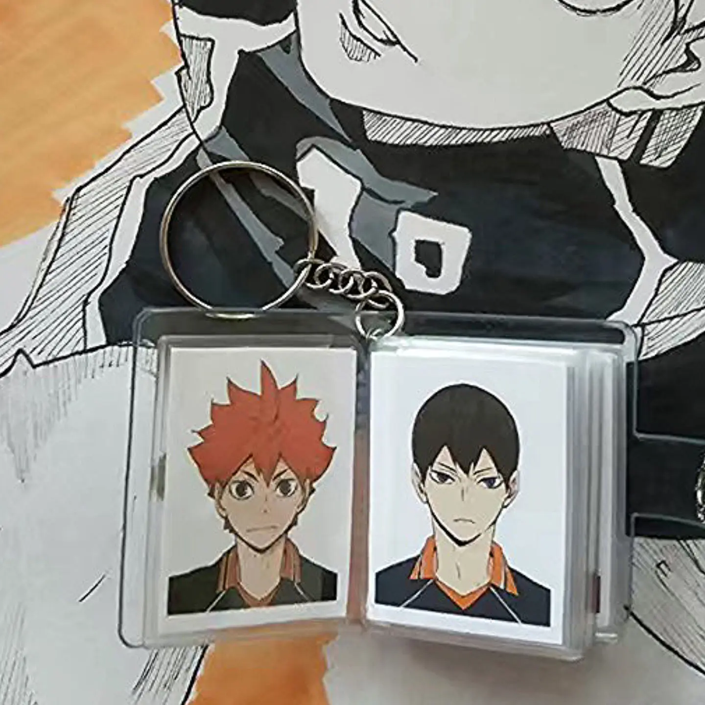 Haikyuu 1 Inch Photo Keychain Creativity Anime Cartoon Pendant Shoyo Hinata Bag Convenient Decorate Accessories Birthday Gift