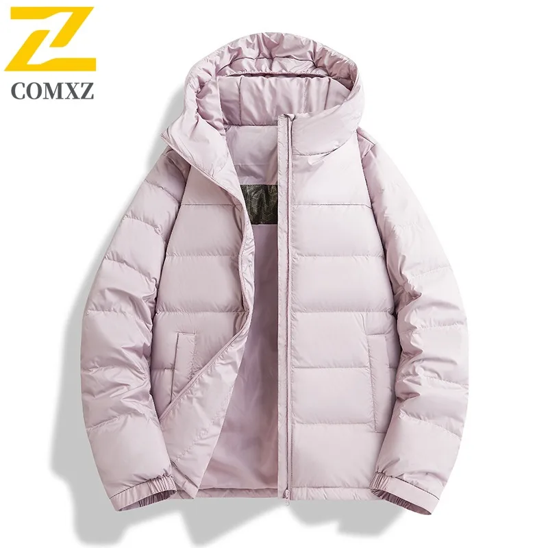 COMXZ Versatile Men Puffer Jacket High-quality Hood Collar Outdoor Adventure Windproof Parka Travel Cold Protection Winter Coat
