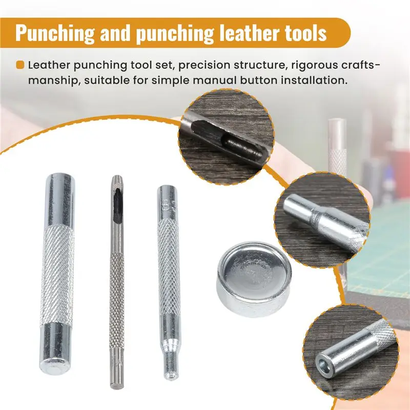 BAAJ-4PCS 831 Type Metal Snap Fasteners Press Studs Button Installation Tools Hand Punch Tool Set DIY Materials Accessories