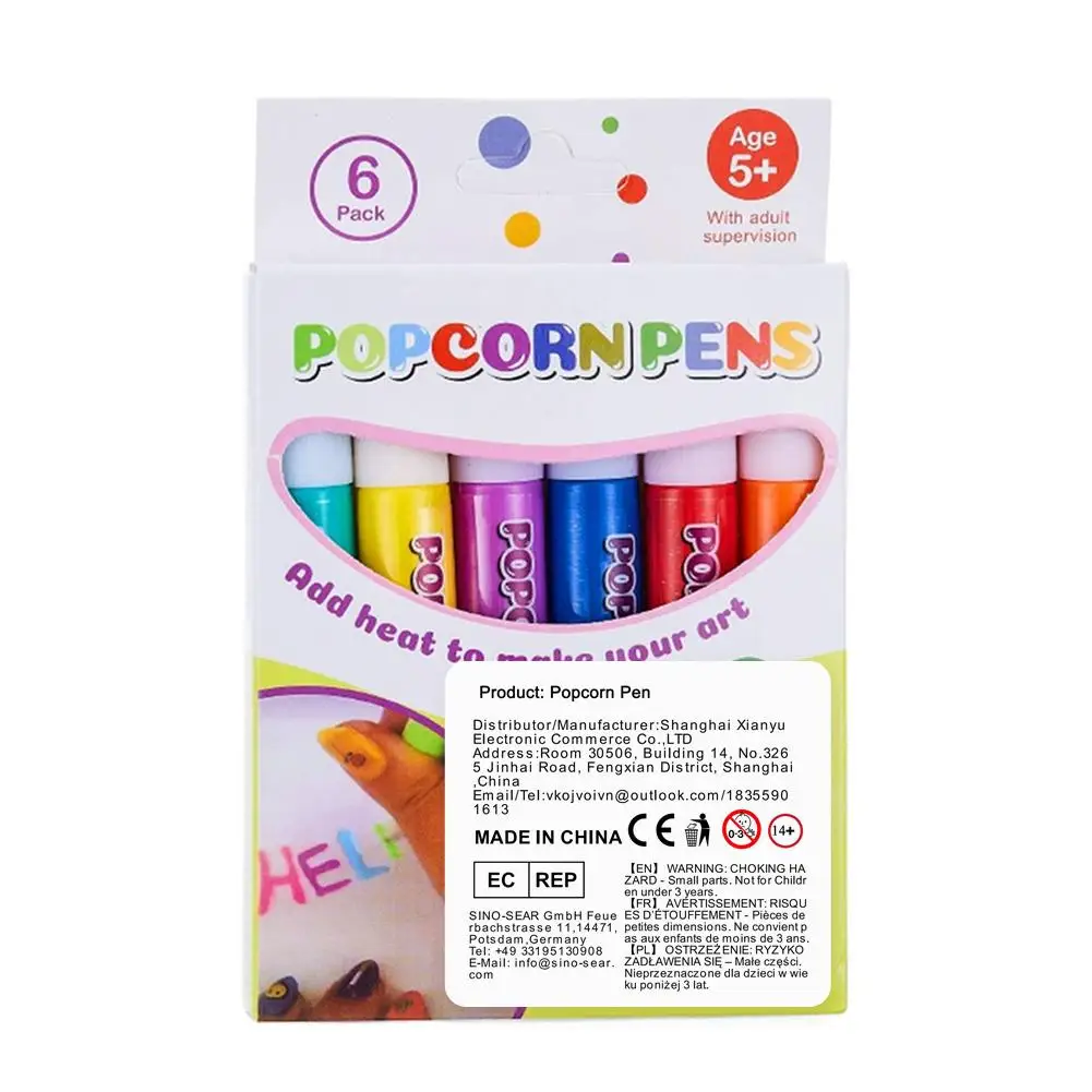 Popcorn-Stifte Puffy 3D-Kunst DIY Bubble Popcorn Zeichenstift Kinder Mal- und Farbstift Kreativer Marker-Stift 6/12 Farben – Detail 20