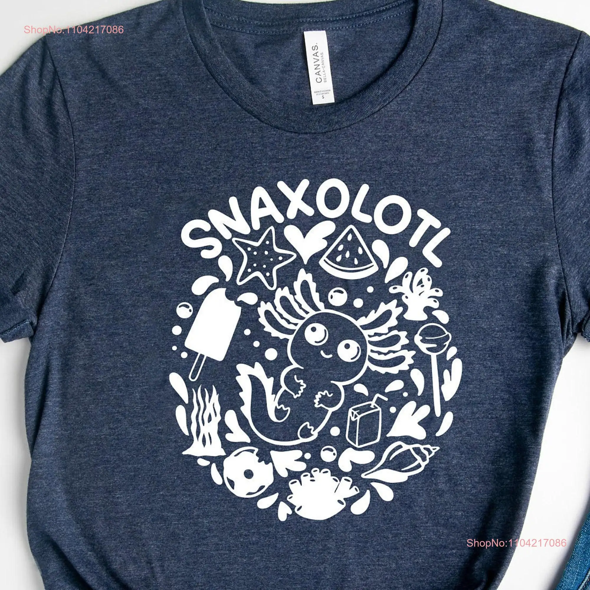 Snaxolotl T Shirt Cute Axolotl Birthday Foodie Kawaii Animal Adorable  long or short sleeves