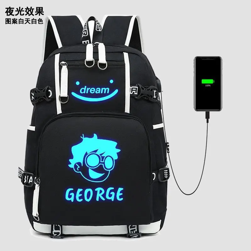 Glow-In-The-Dark Genshin Impact Merchandise Dazhao Game Boys Girls Middle And High Double Shoulder Bag Xiangling Venti Anime