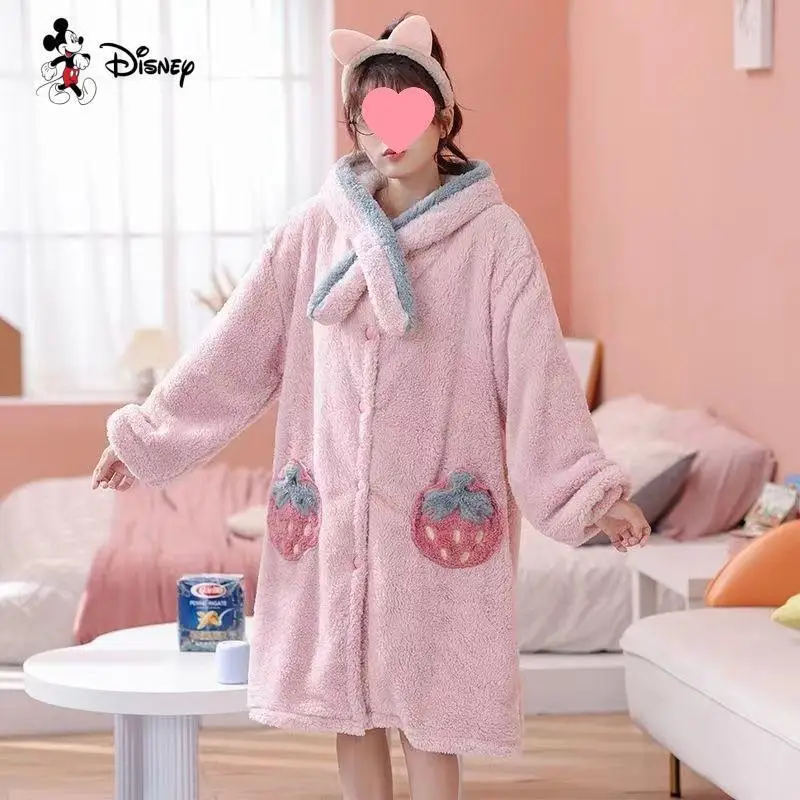 Camisón de manga larga grueso para mujer Kawaii Otoño Invierno nuevo pijama de Anime cálido para mujer conjunto de pantalones ropa para el hogar conjunto de dos piezas