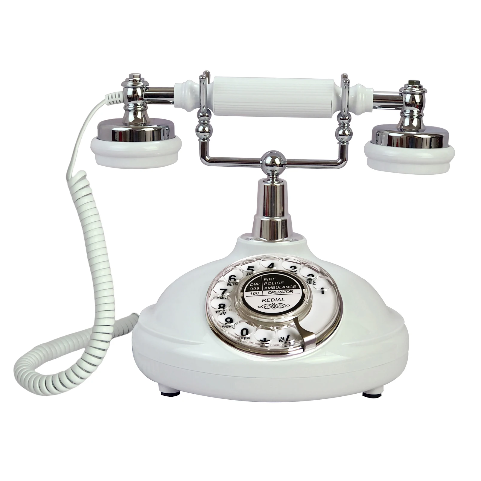 Retro Corded Landline Phone White Classic Vintage Old Fashion Telephone for Home & Office, Wired Antique Home Phone Gift