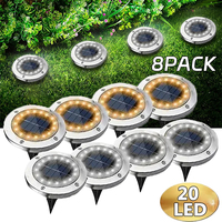 8/20LED Solar Power Disk Light Outdoor Garden Solar Underground Light Deck Light Spotlight Buried Solar Led Lamp Garden Decor