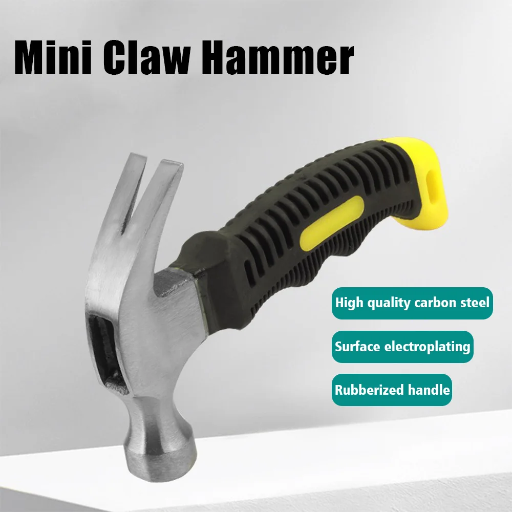 New Carbon Steel Multifunctional Mini Hammer Hardware Work Tool Household Use Claw Hammer Anti-skid Shockproof Fitter Hammer
