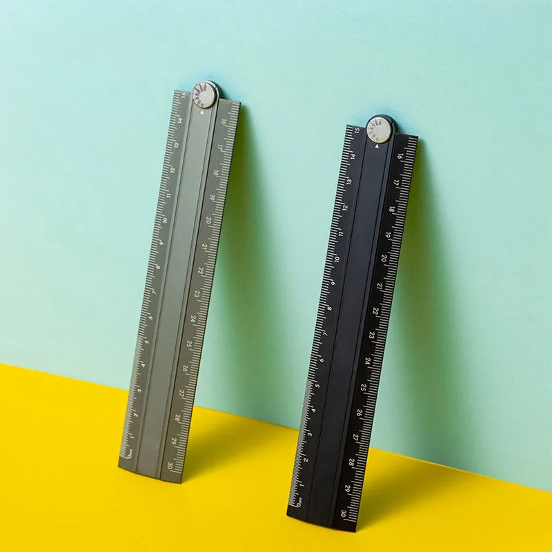 30cm Aluminum Folding Ruler - Multi-Functional Metal Measuring Tool for Drawing, Carpentry & DIY Projects