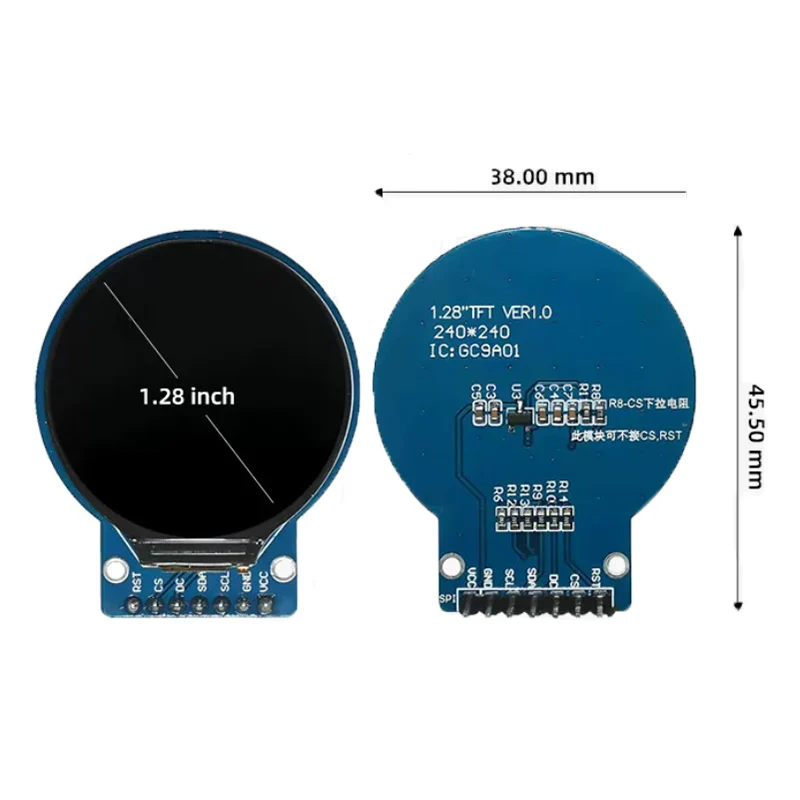1.28 inch round screen TFT module 240x240 high-definition IPS full view LCD display full color RGB round screen without welding
