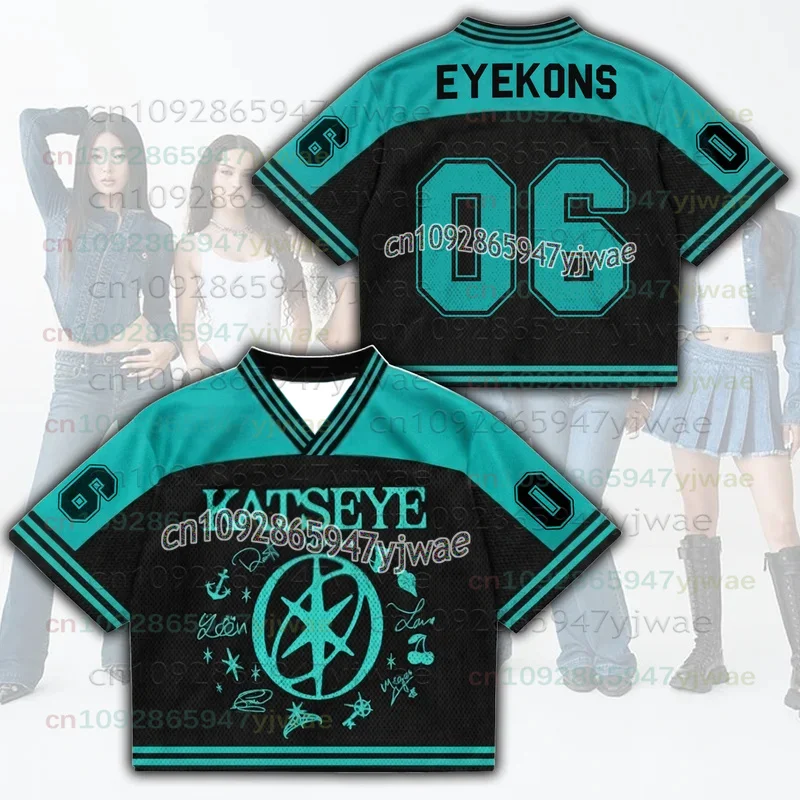 Teal/Pinky 2026 Hot Accent KATSEYE The Wildworld Tour Mixed Mesh Jersey Fan Edition Herren- und Damen-Streetwear-T-Shirt Y2K Tops – Detail 11