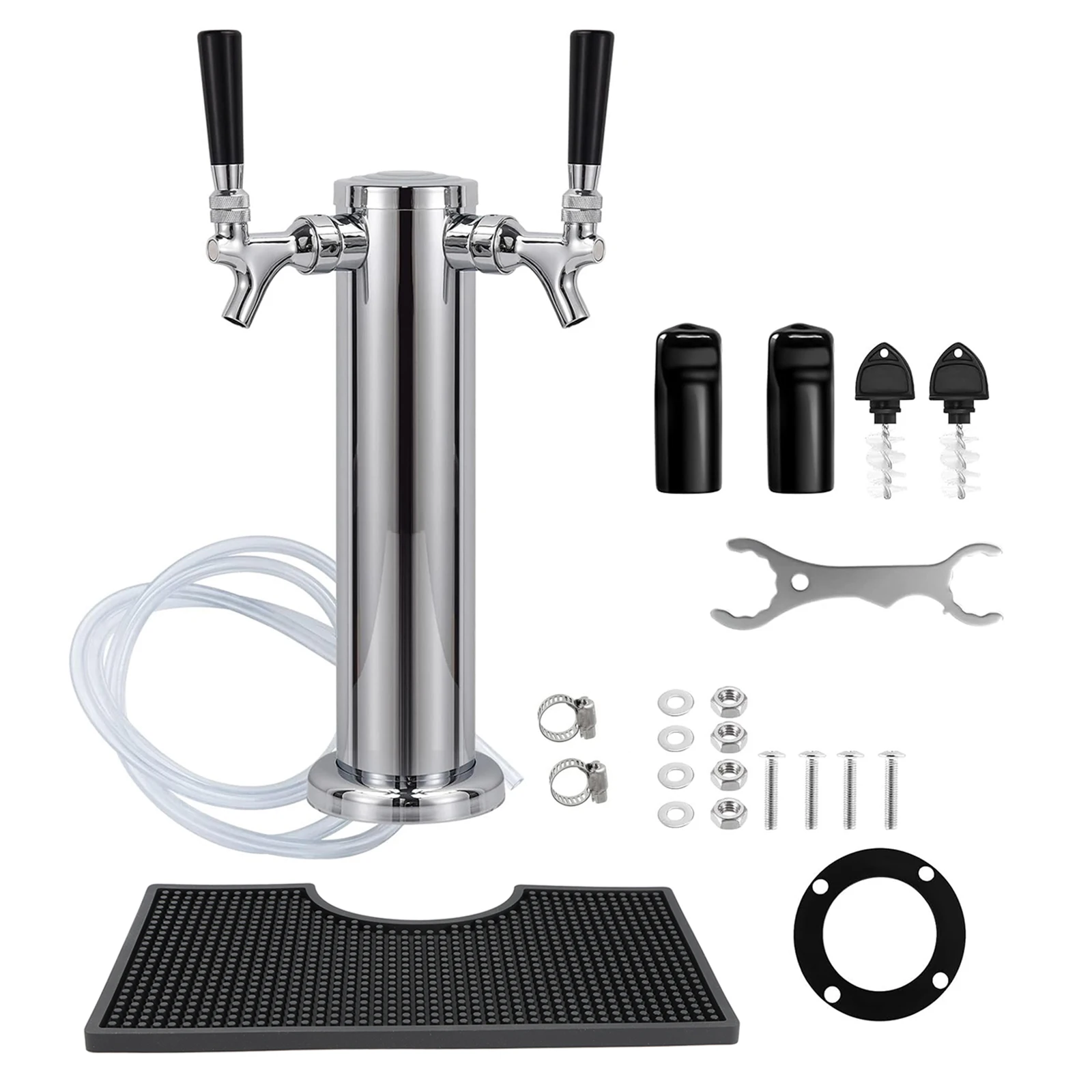 

Башня для пива с двойным краном и поддоном для капель из ПВХ, полированная башня для пива Kegerator с 3-дюймовой колонкой для домашнего пивоварения, DIY Kegerator