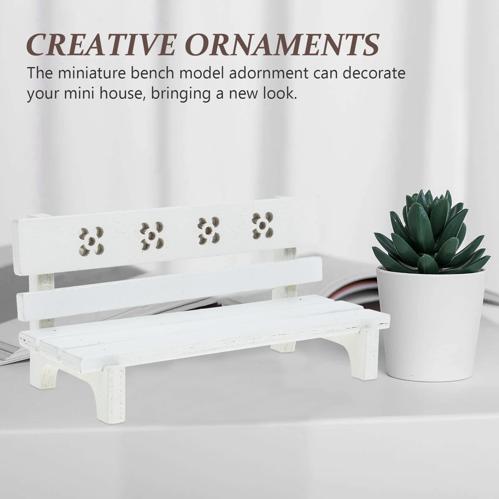 Bangku Taman Miniatur Kayu, Bangku Taman Mini Kecil nan Indah, Perlengkapan Rumah Mini, Ornamen Lanskap Mikro, Perlengkapan Rumah