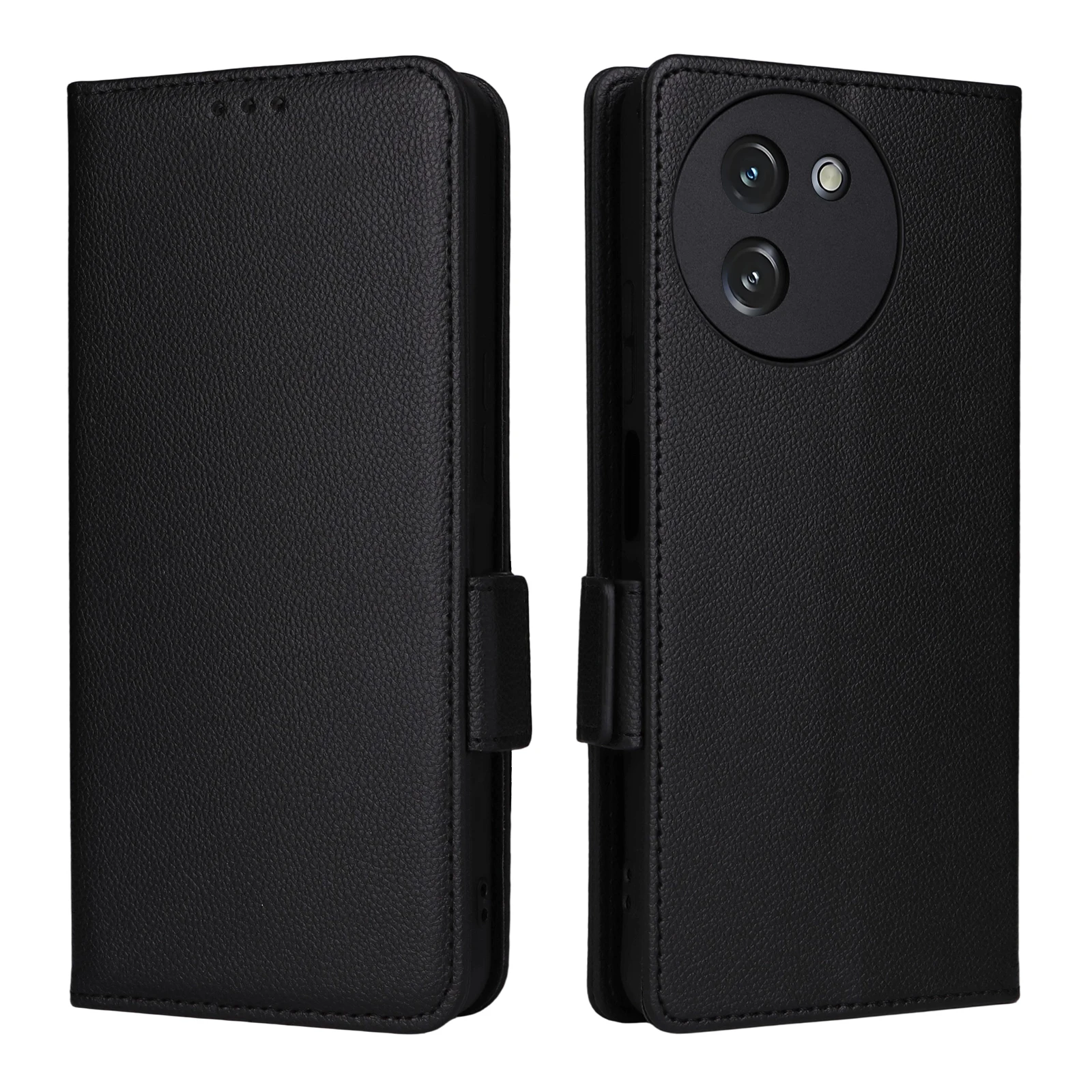 

Card Slot Wallet Cover For Doogee Note 59 Pro Magnetic Button Flip Leather Side Button Lychee Pattern Shockproof Phone Case