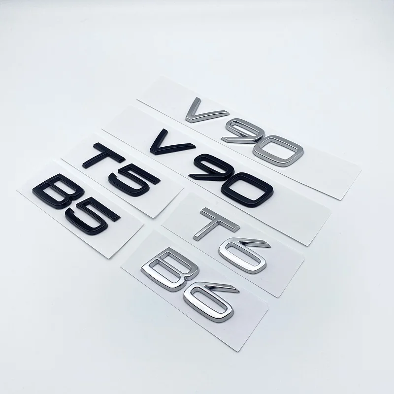 3D ABS Glossy Black Silver Emblem Nameplate Sticker For Volvo V90 B5 B6 T5 T6 Car Rear Sticker Automobile Exterior Decoration