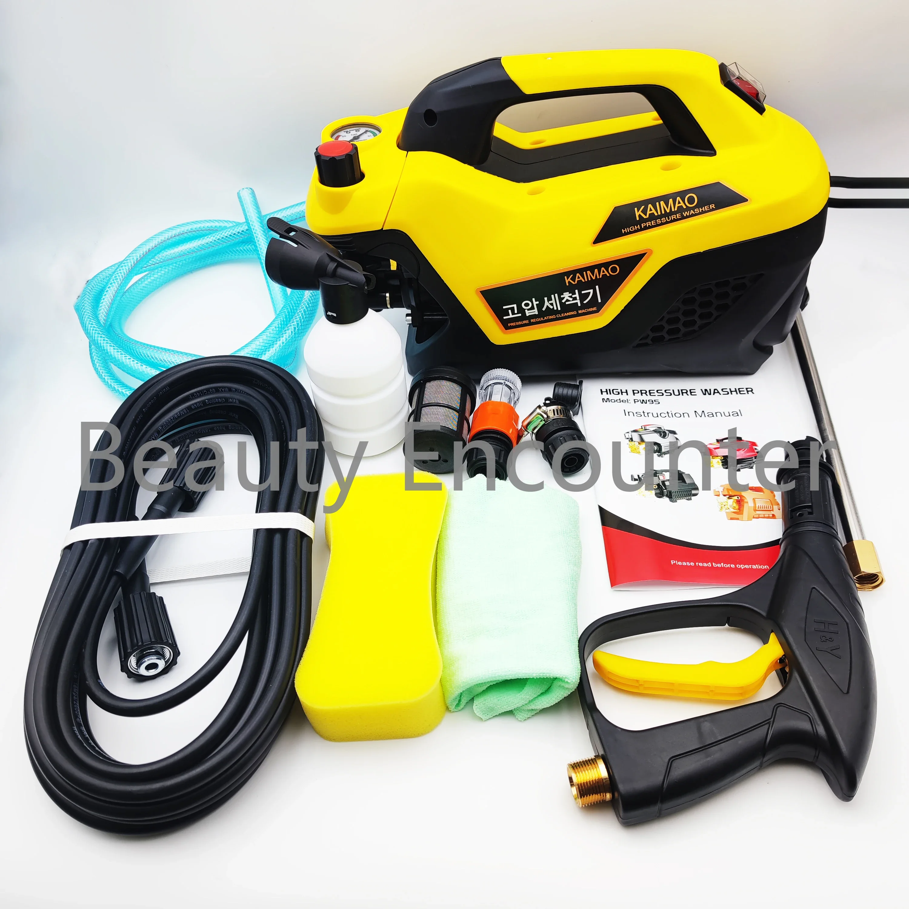 220V High Pressure Washer Portable Cleaner Adjustable Water Pressure Home Automatic Water Gun High-Handed Car Wash Tools 150Bar