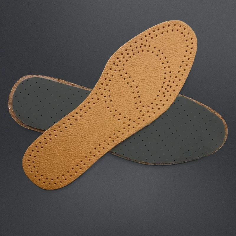 V First Layer Cowhide Leather Insoles, Massage Shock Absorption Deodorant Breathable Insoles, Latex High Elastic Sports Insoles