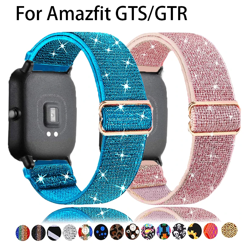 Correa de reloj para Amazfit GTS-GTR-4-3-2-2e-Mini-Pro-stratos 3, pulsera de nailon elástica ajustable, 20/22mm, bip-U-S-3-pro