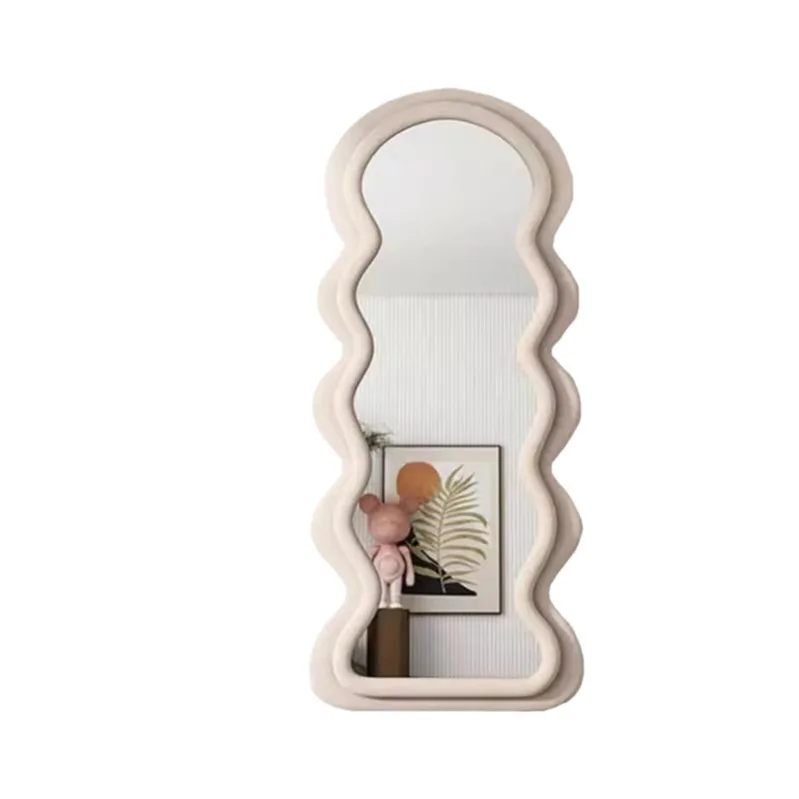 

Special-shaped wavy flannel mirror cream wind girl bedroom full-length mirror household floor