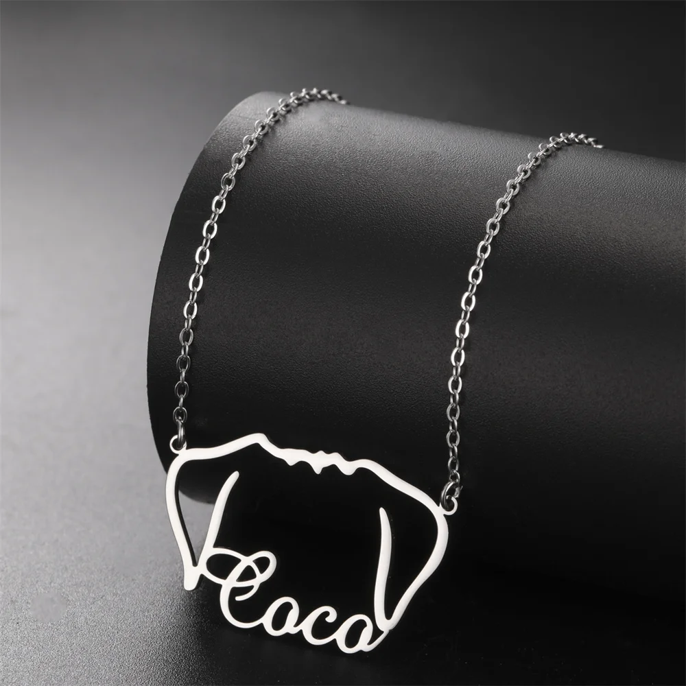 Custom Dog Name Necklace for Women Men Personalized Pet Name Pendant Chain Memorial Gift for Dog Lovers Stainless Steel Jewelry
